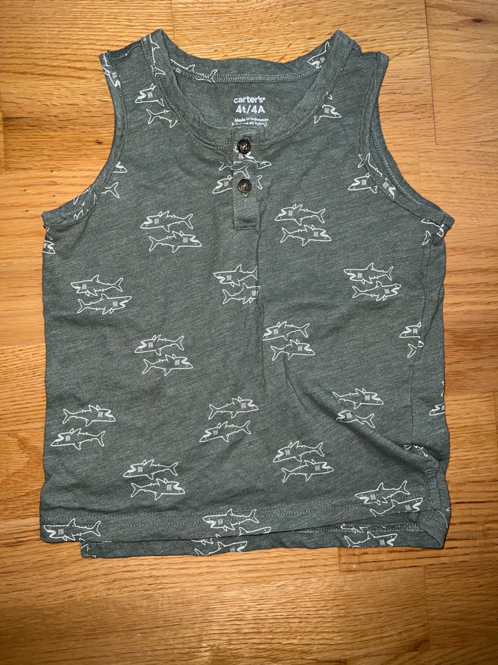 Carter's Gray-Green Shark Print Tank Top 4t